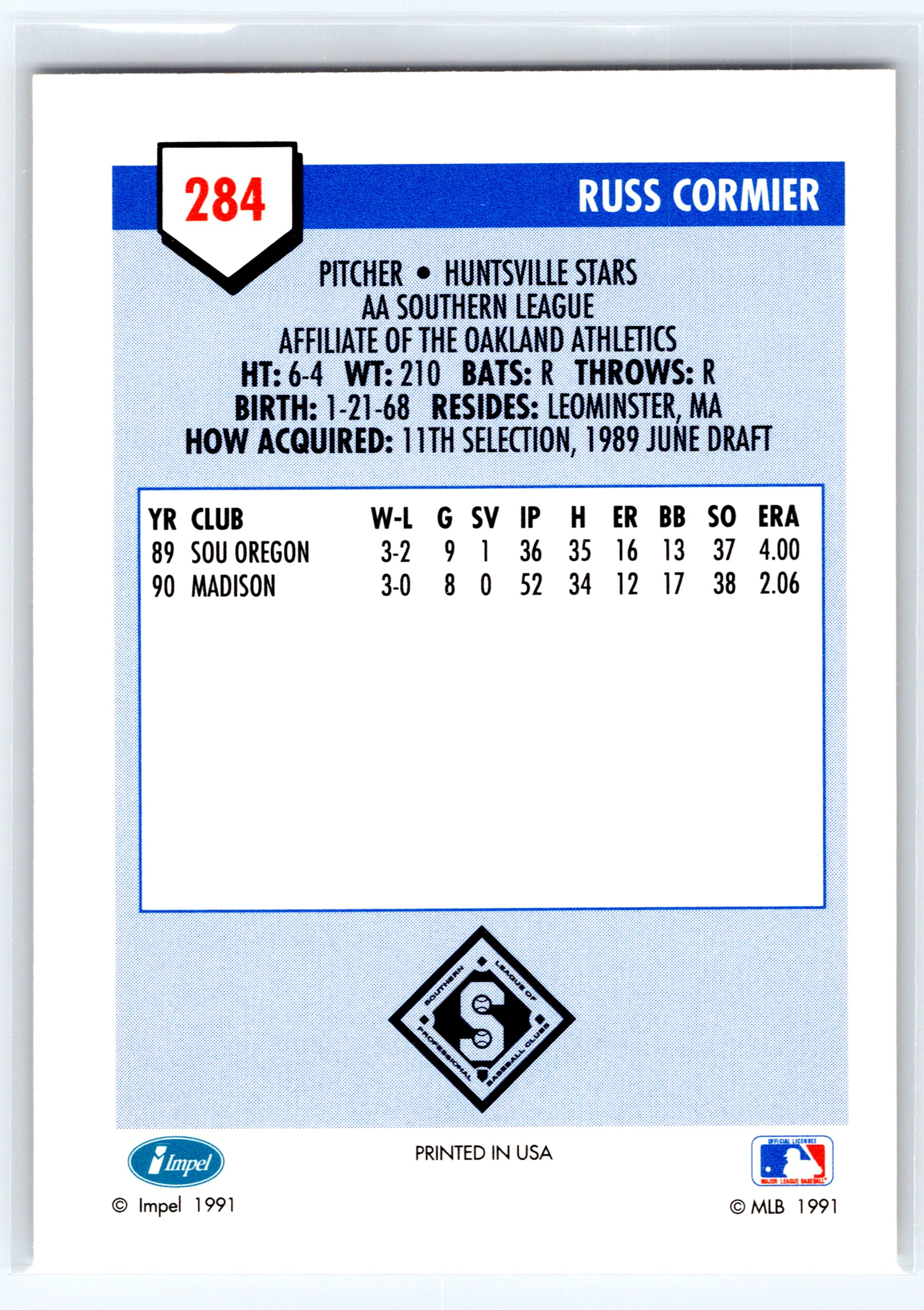 1991 Line Drive AA #284 Russ Cormier