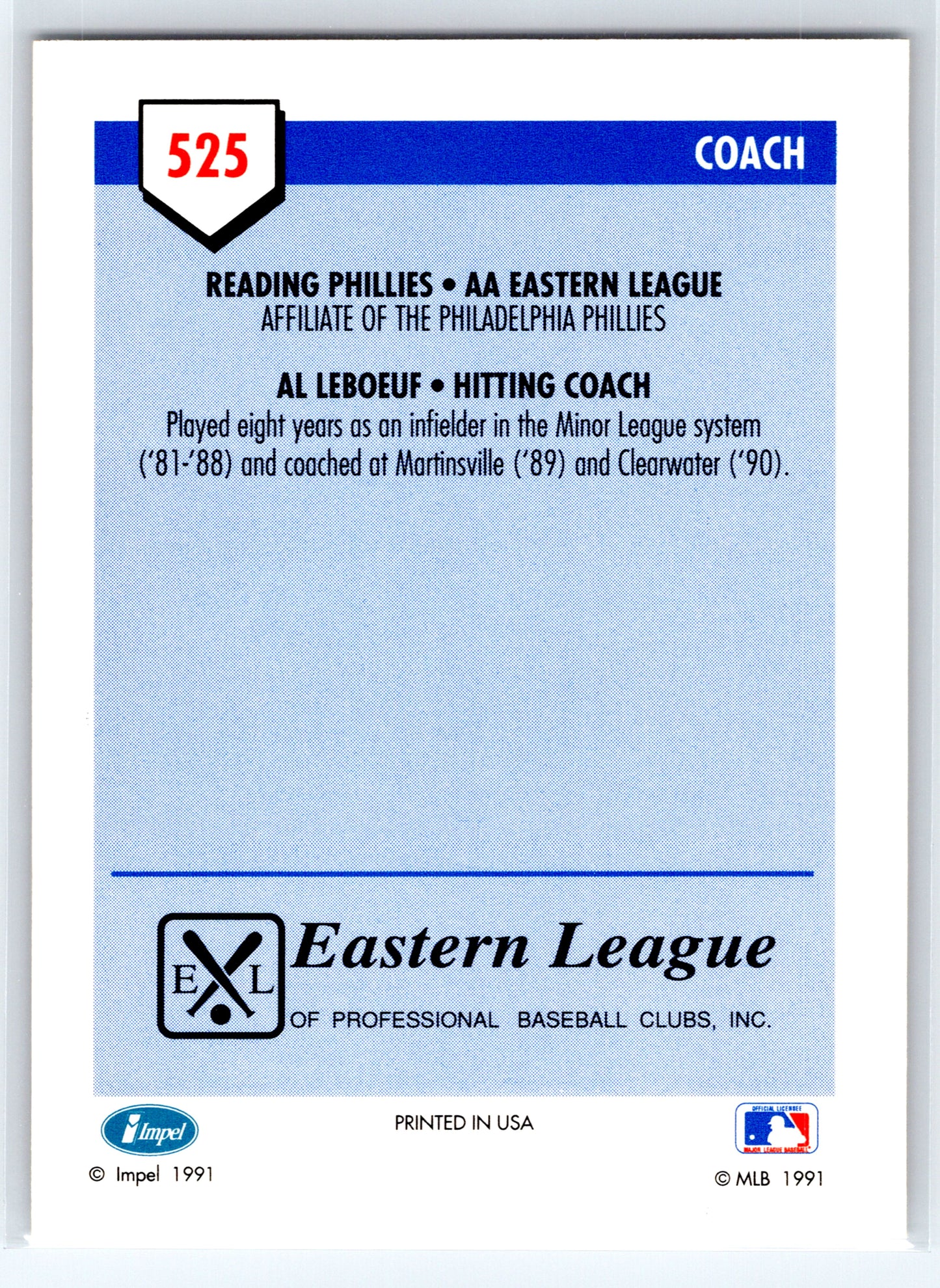 1991 Line Drive AA #525 Al LeBoeuf