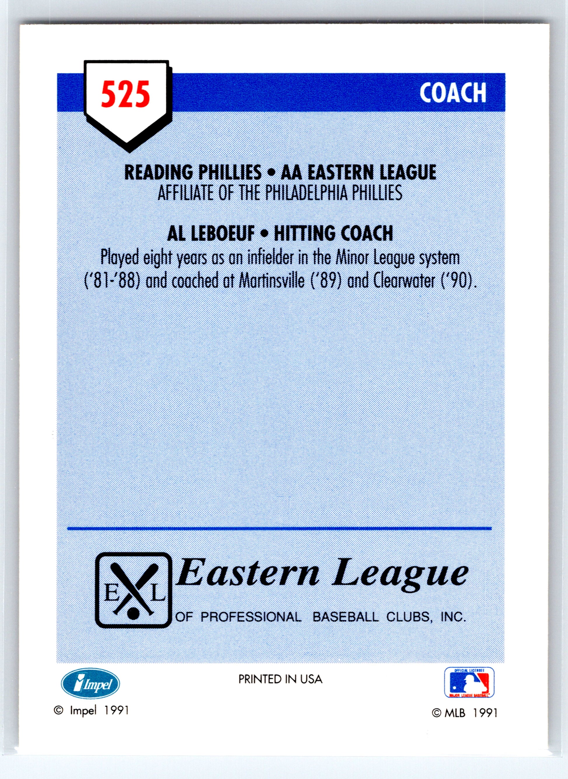 1991 Line Drive AA #525 Al LeBoeuf