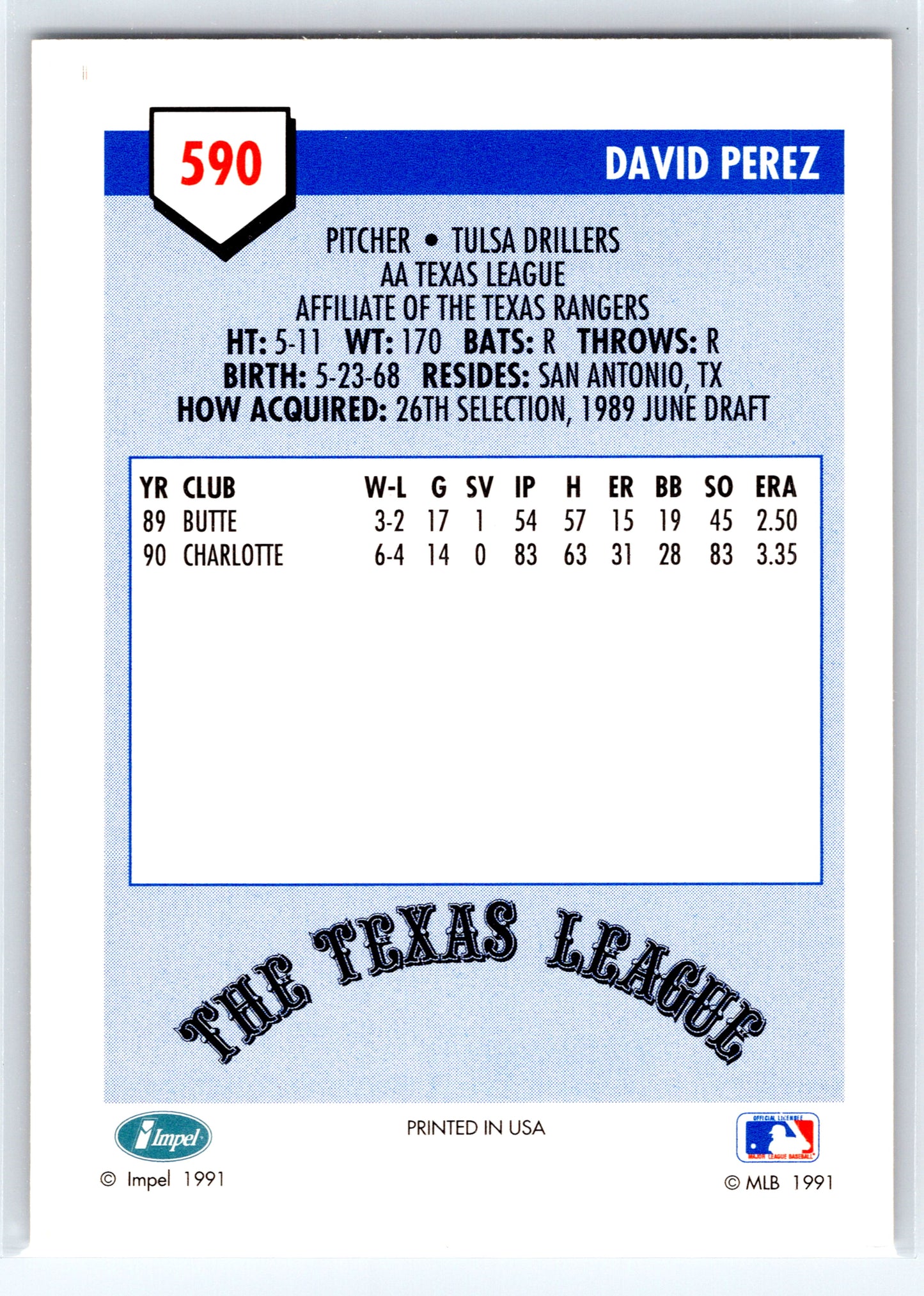1991 Line Drive AA #590 David Perez