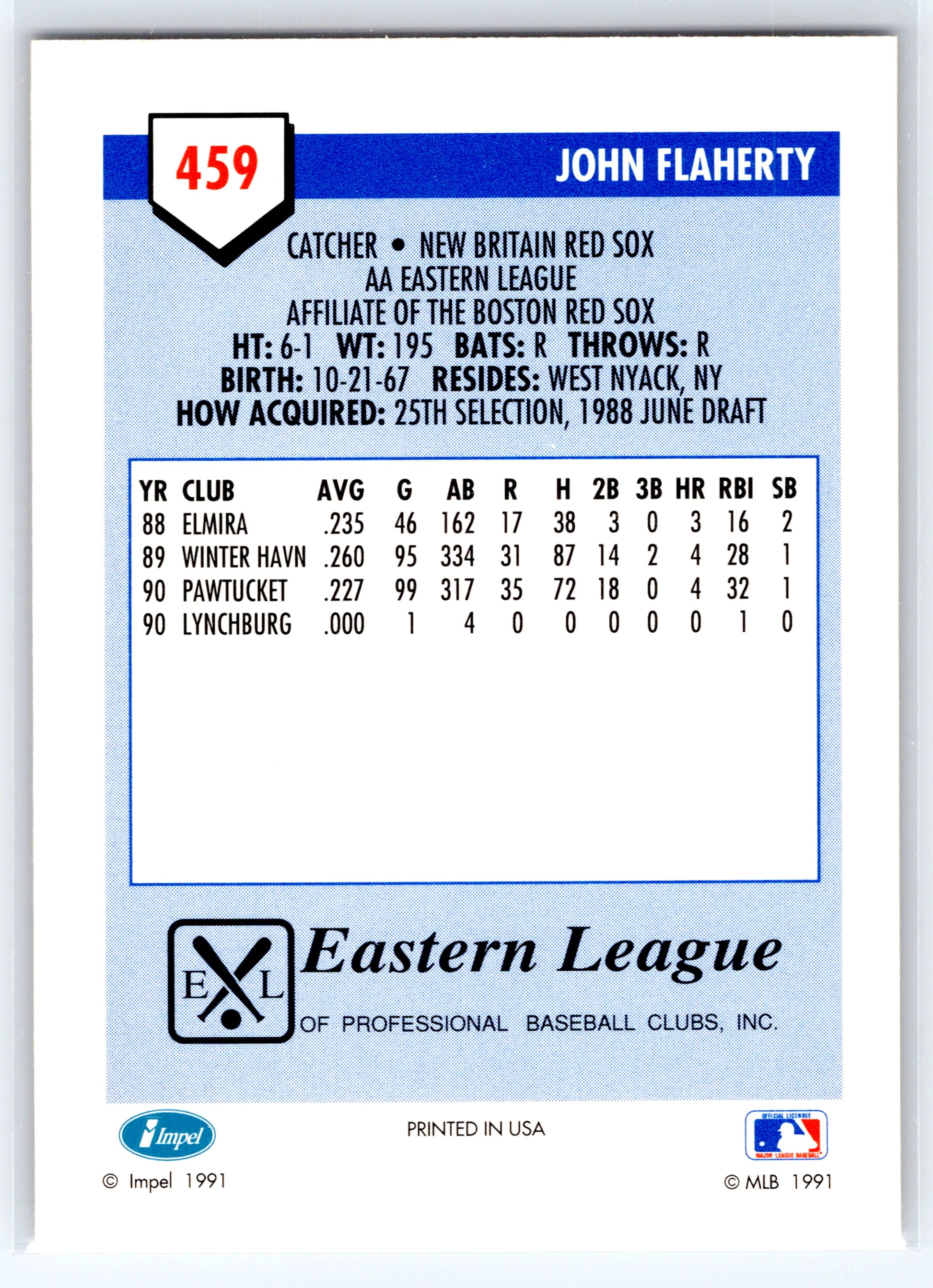 1991 Line Drive AA #459 John Flaherty