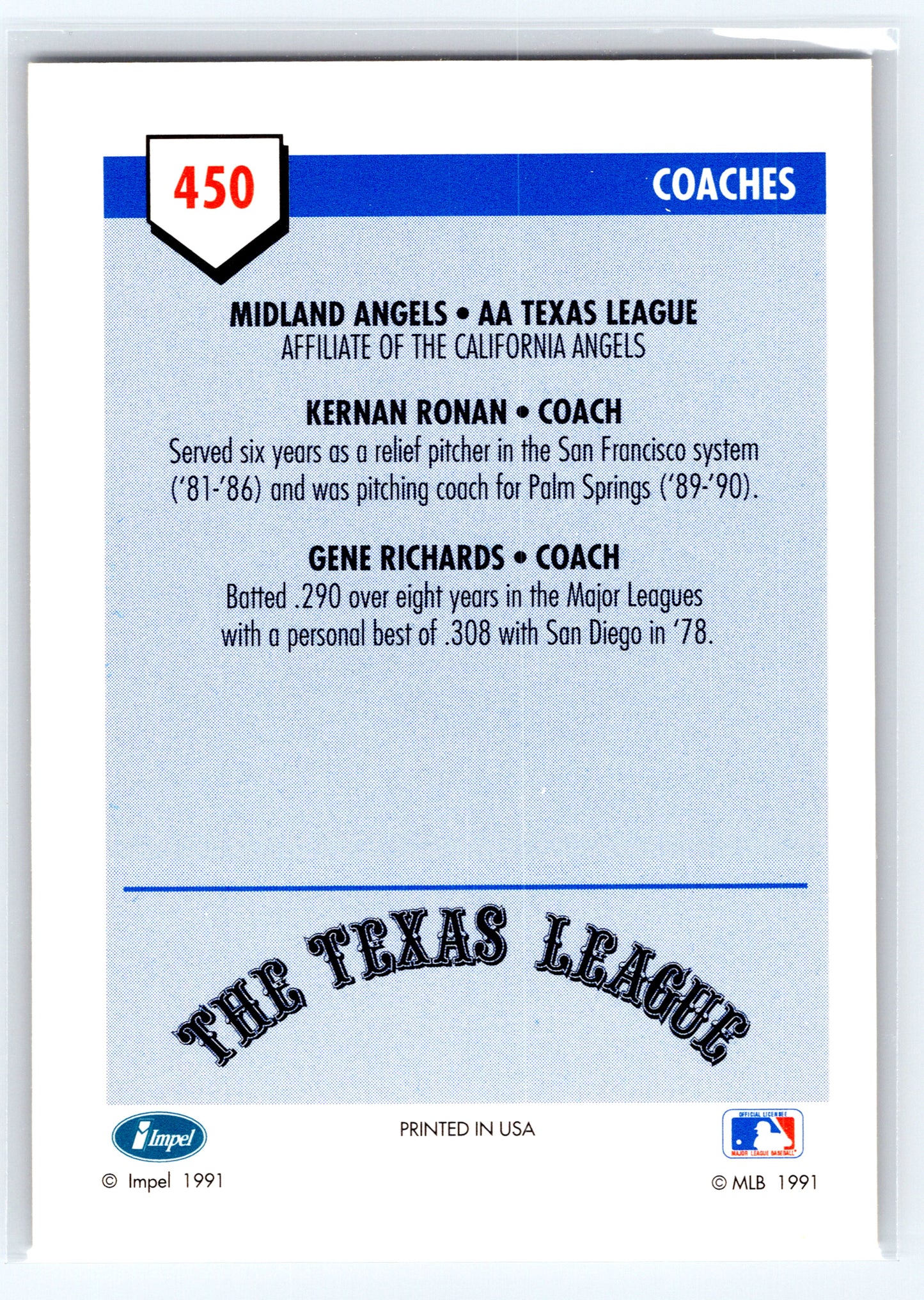 1991 Line Drive AA #450 Kernan Ronan / Gene Richards