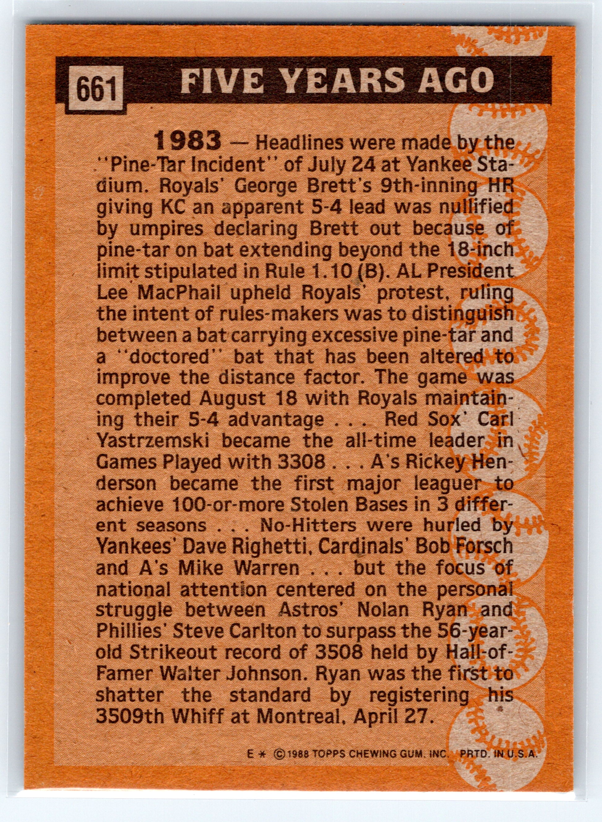 1988 Topps #661 Nolan Ryan