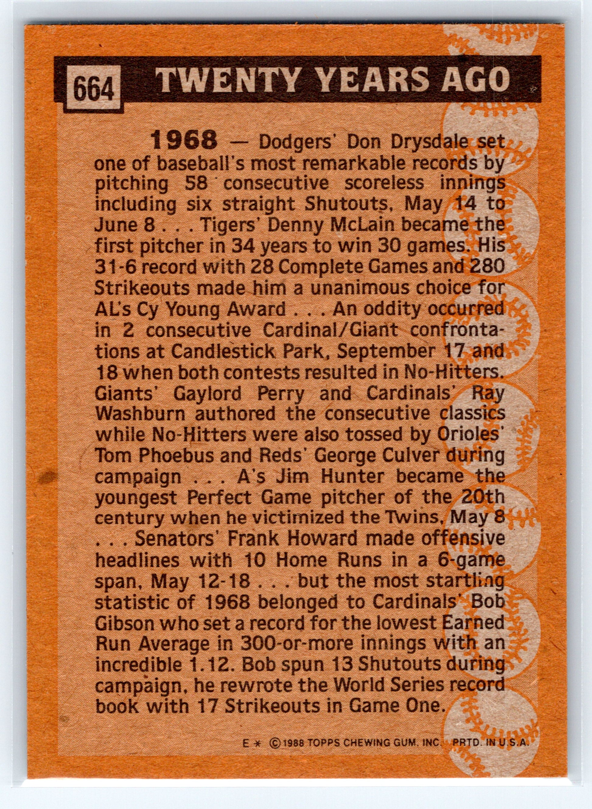 1988 Topps #664 Bob Gibson