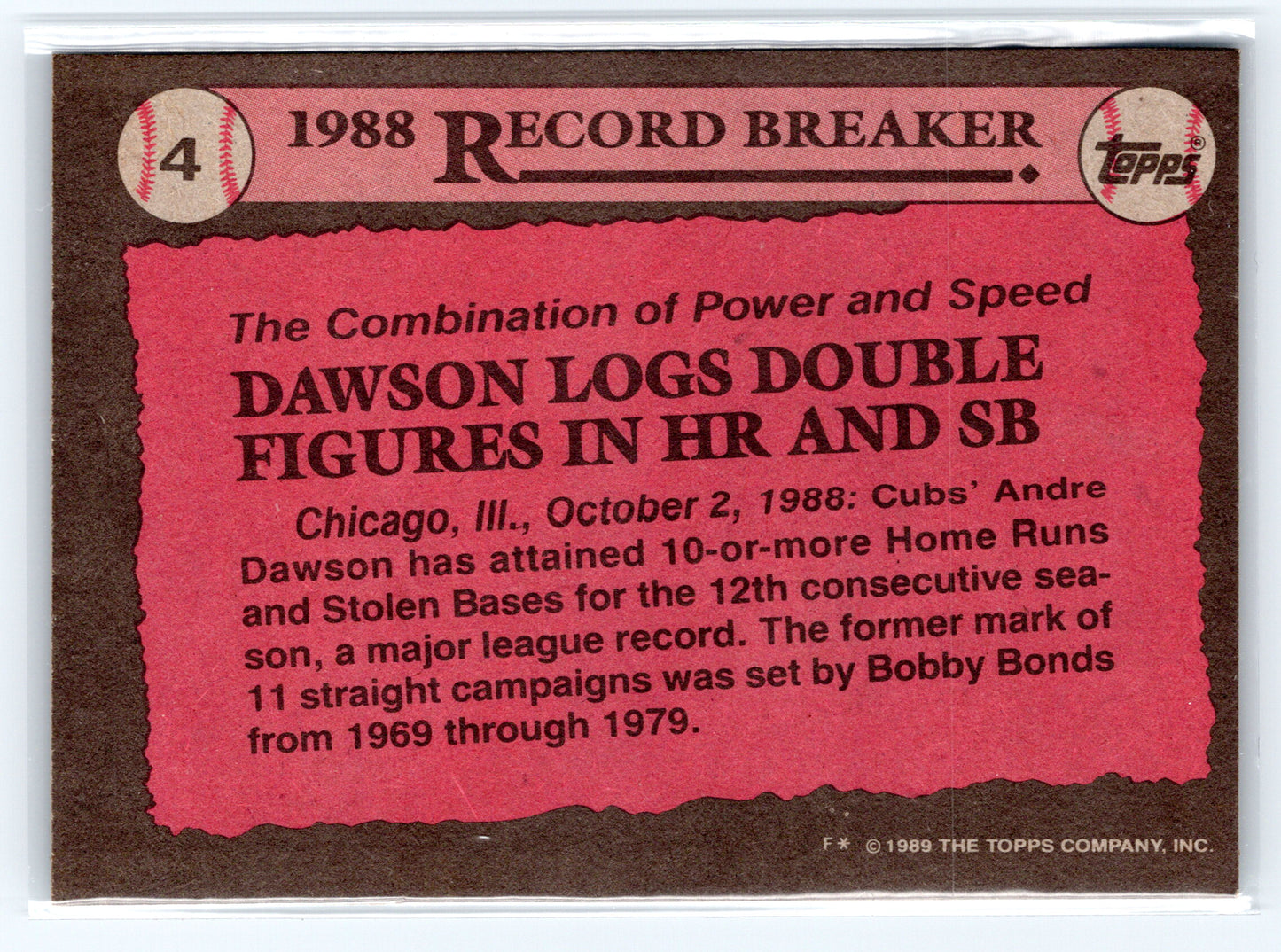 1989 Topps #4 Andre Dawson