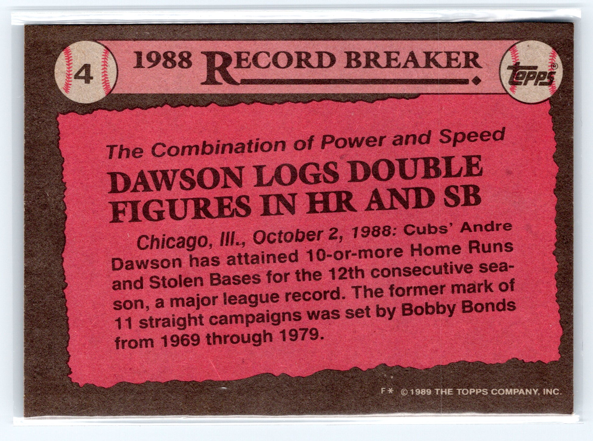 1989 Topps #4 Andre Dawson