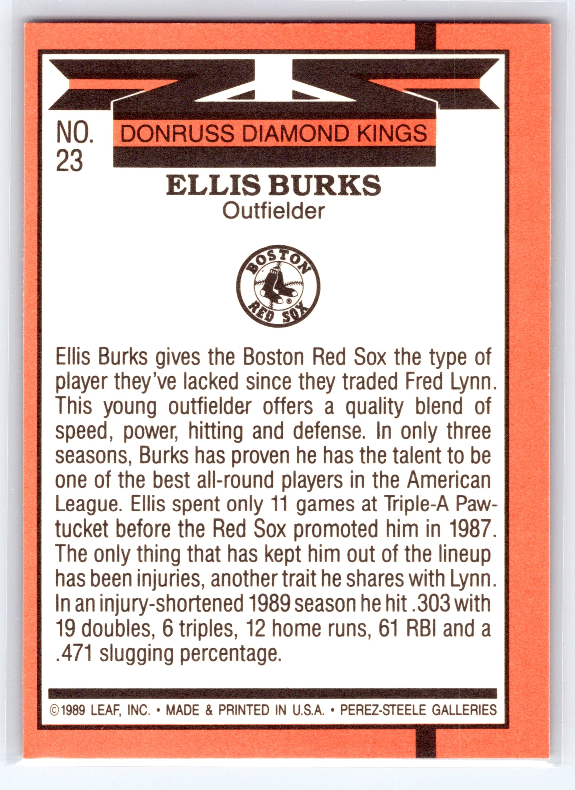 1989 Donruss #23 Ellis Burks