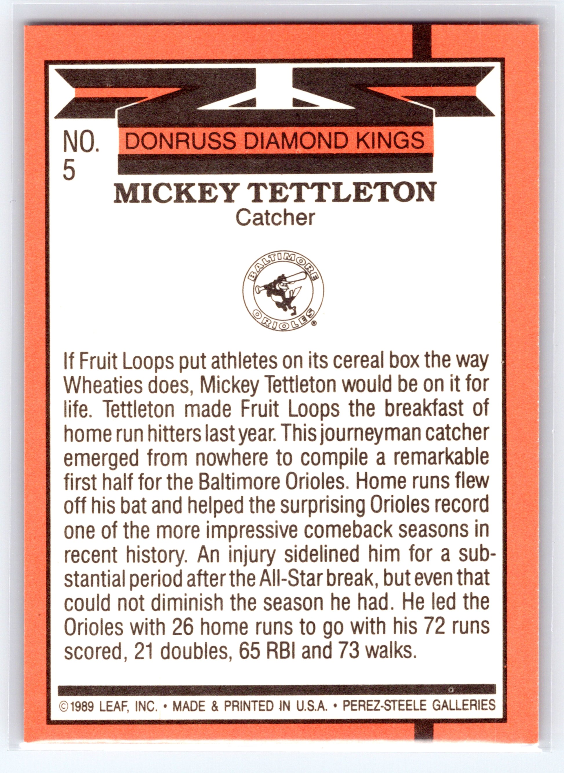 1989 Donruss #5 Mickey Tettleton