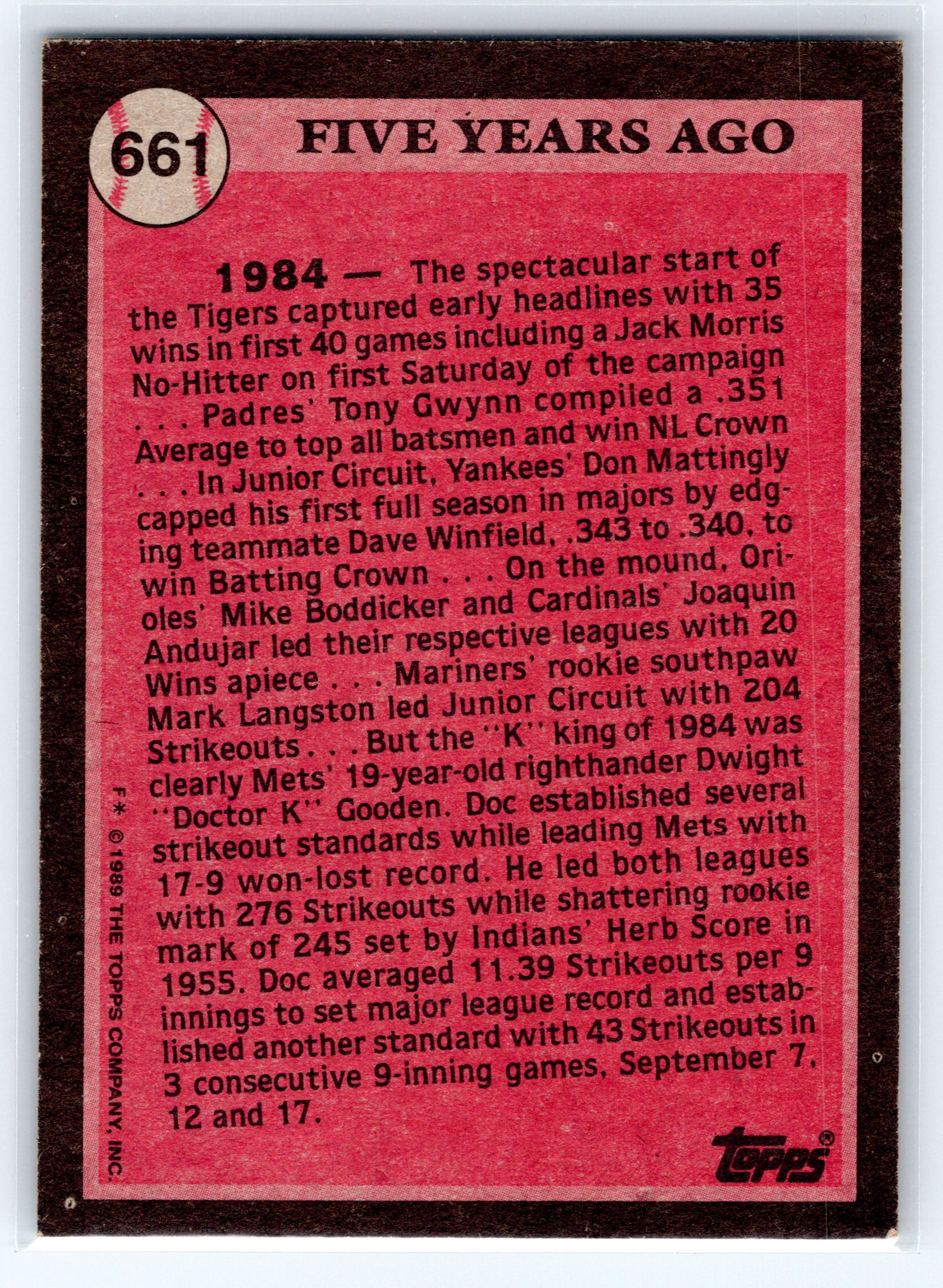 1989 Topps #661 Dwight Gooden