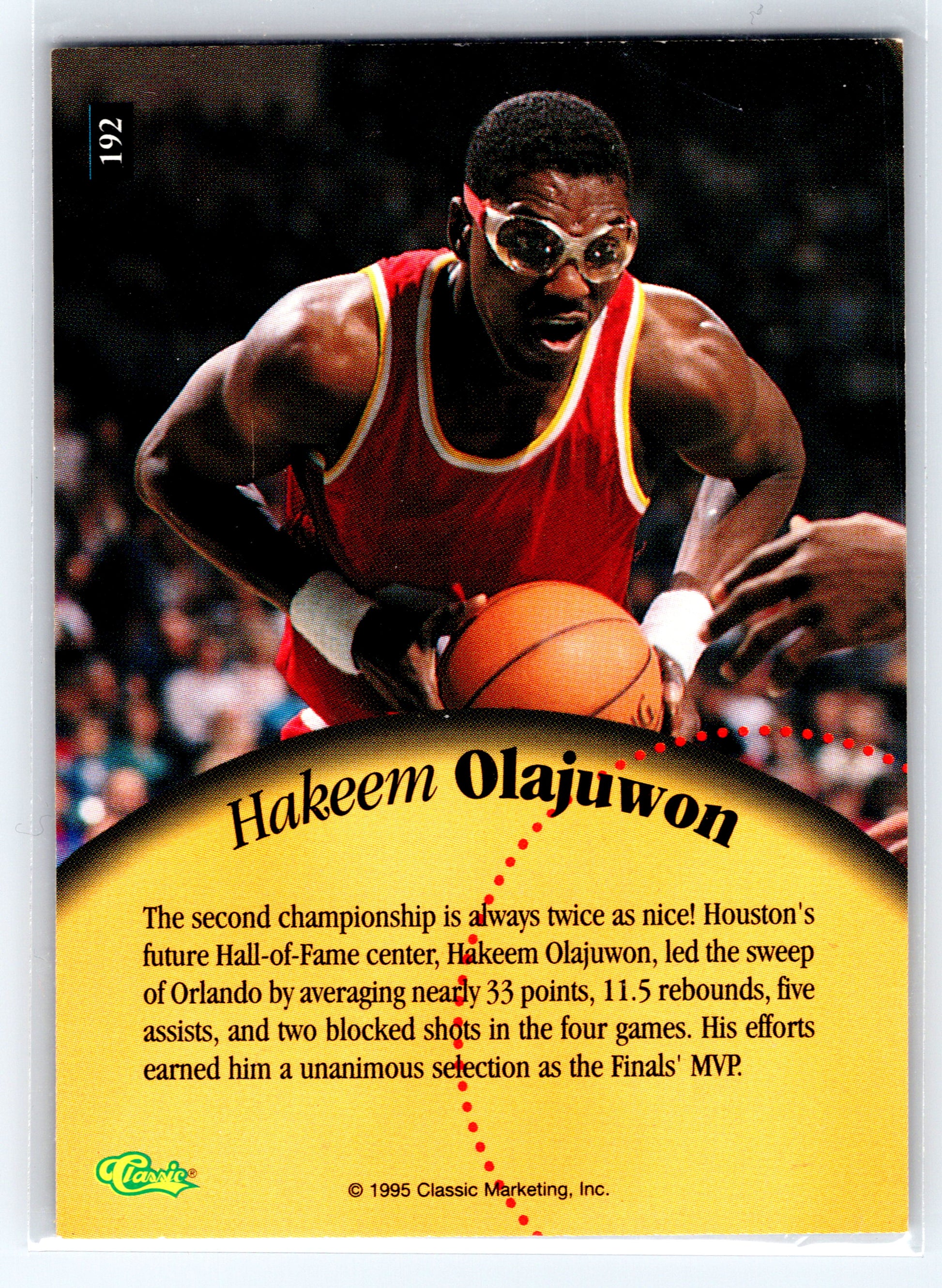 1995 Classic Five Sport #192 Hakeem Olajuwon