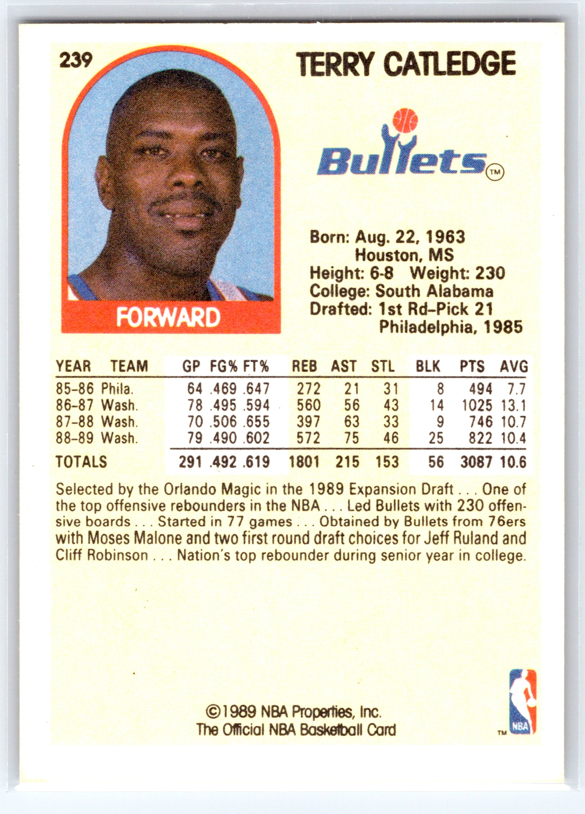 1989-90 Hoops #239 Terry Catledge