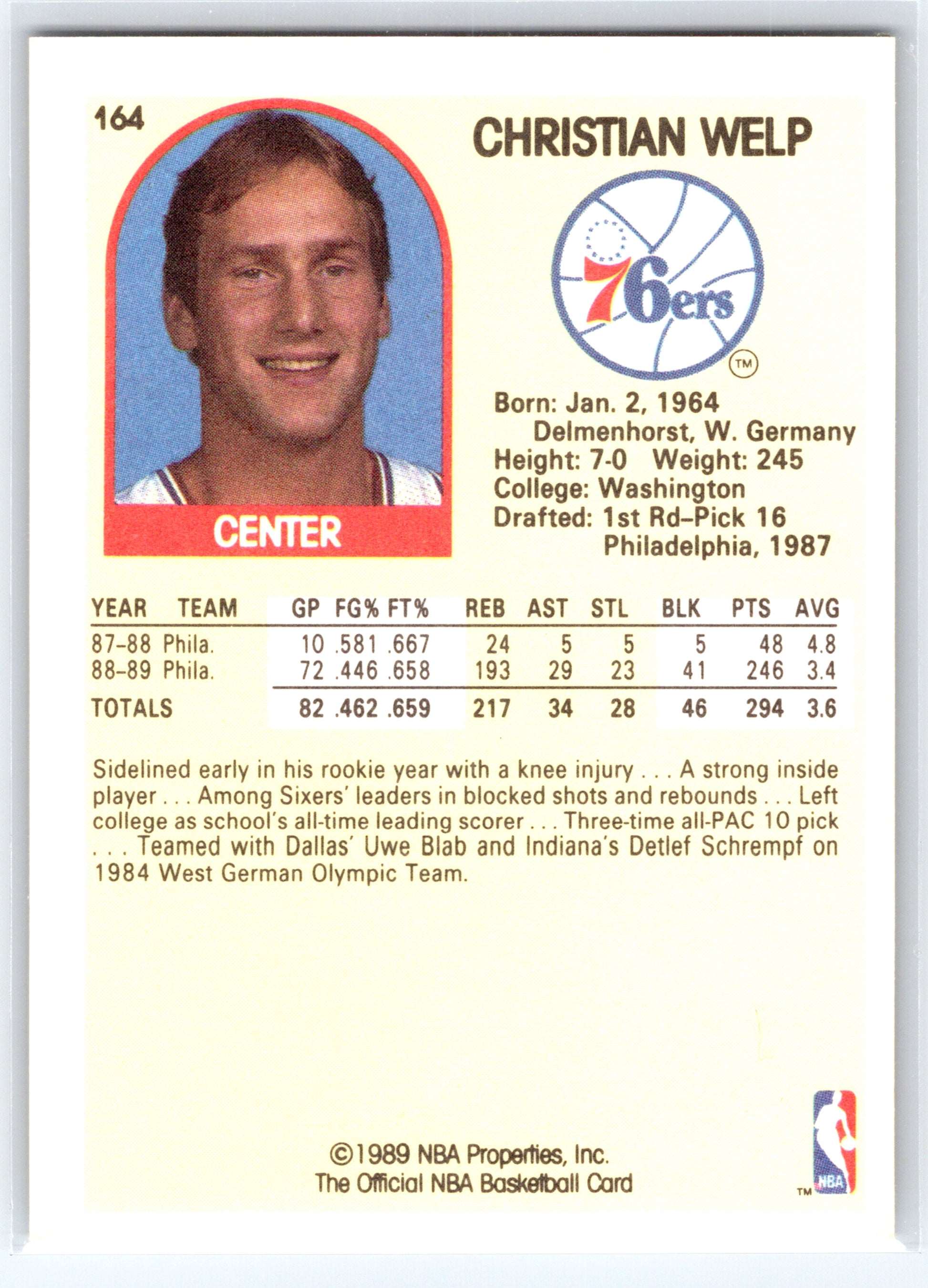 1989-90 Hoops #164 Christian Welp