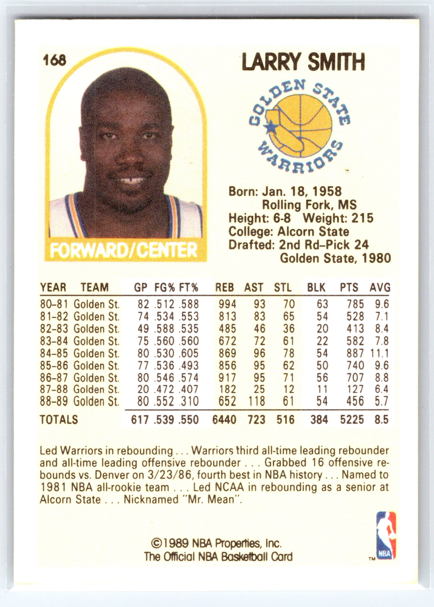 1989-90 Hoops #168 Larry Smith