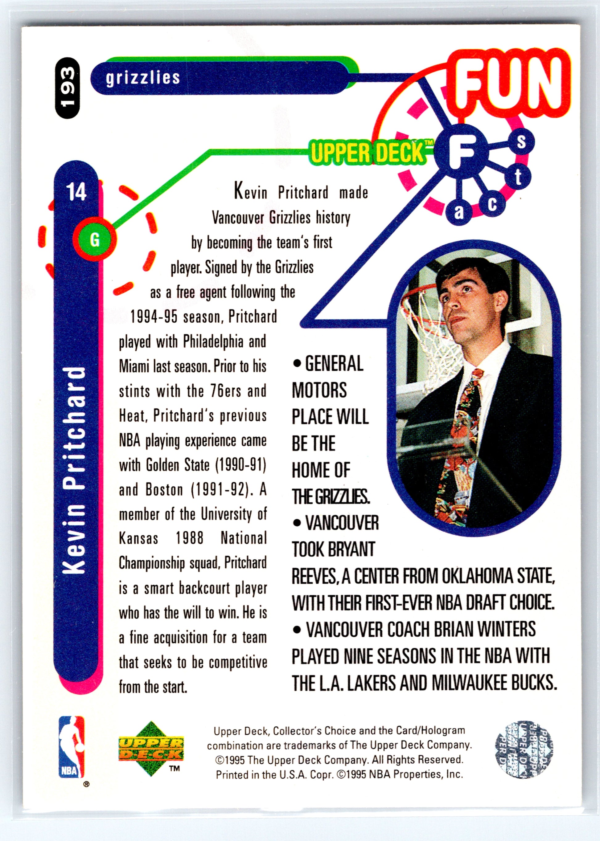 1995-96 Collector's Choice #193 Kevin Pritchard Player's Club