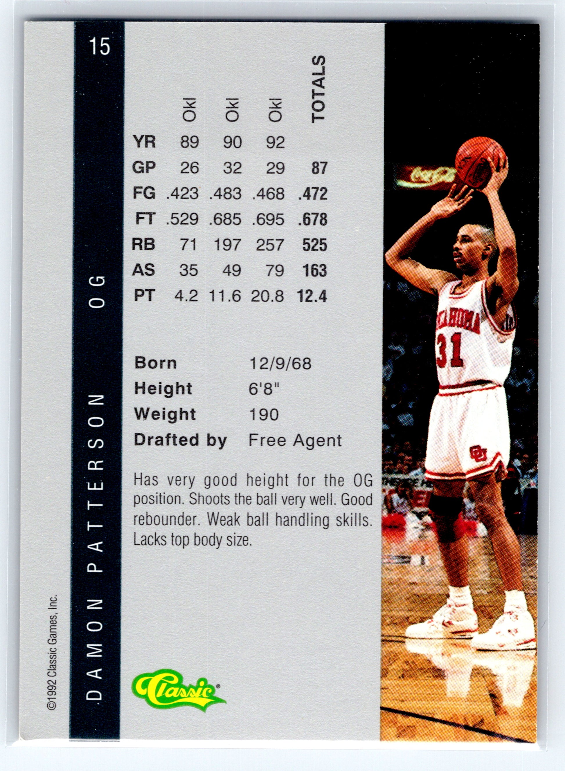 1992 Classic Four Sport #15 Damon Patterson