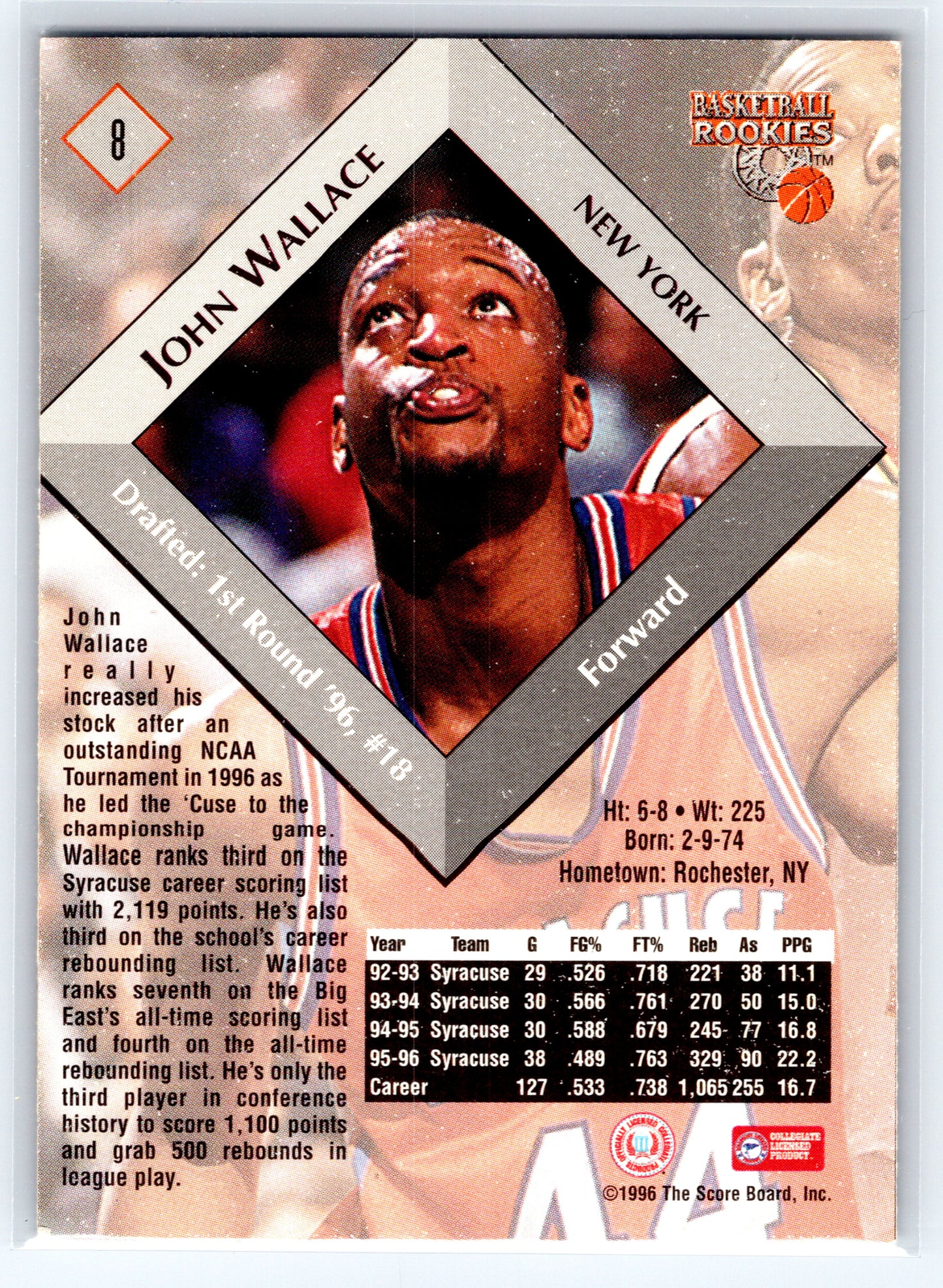 1996 Score Board Rookies #8 John Wallace