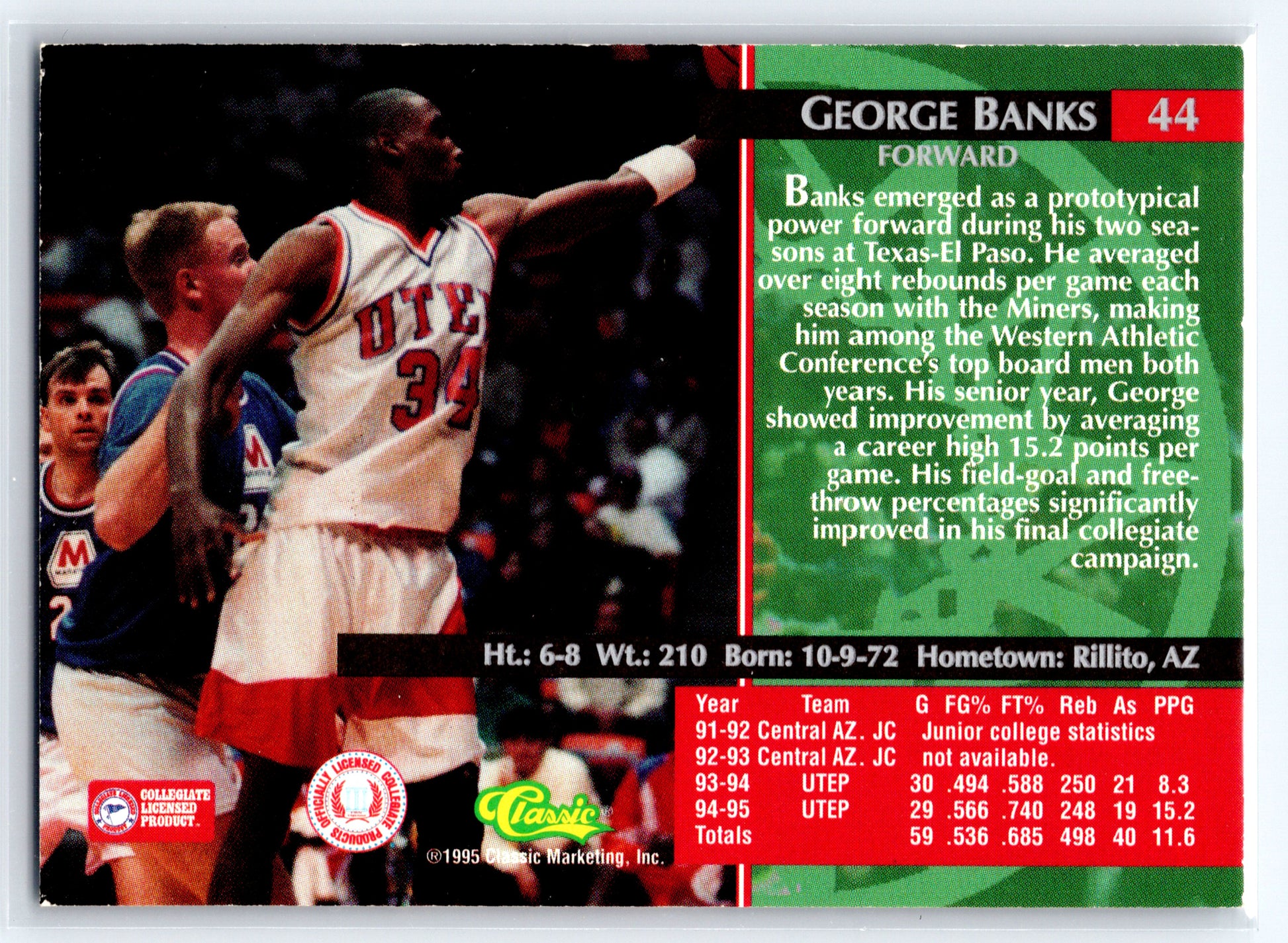 1995 Classic Rookies #44 George Banks