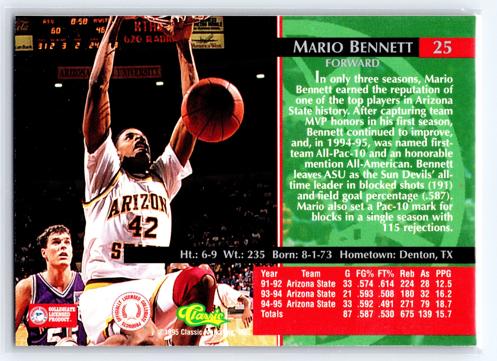 1995 Classic Rookies #25 Mario Bennett