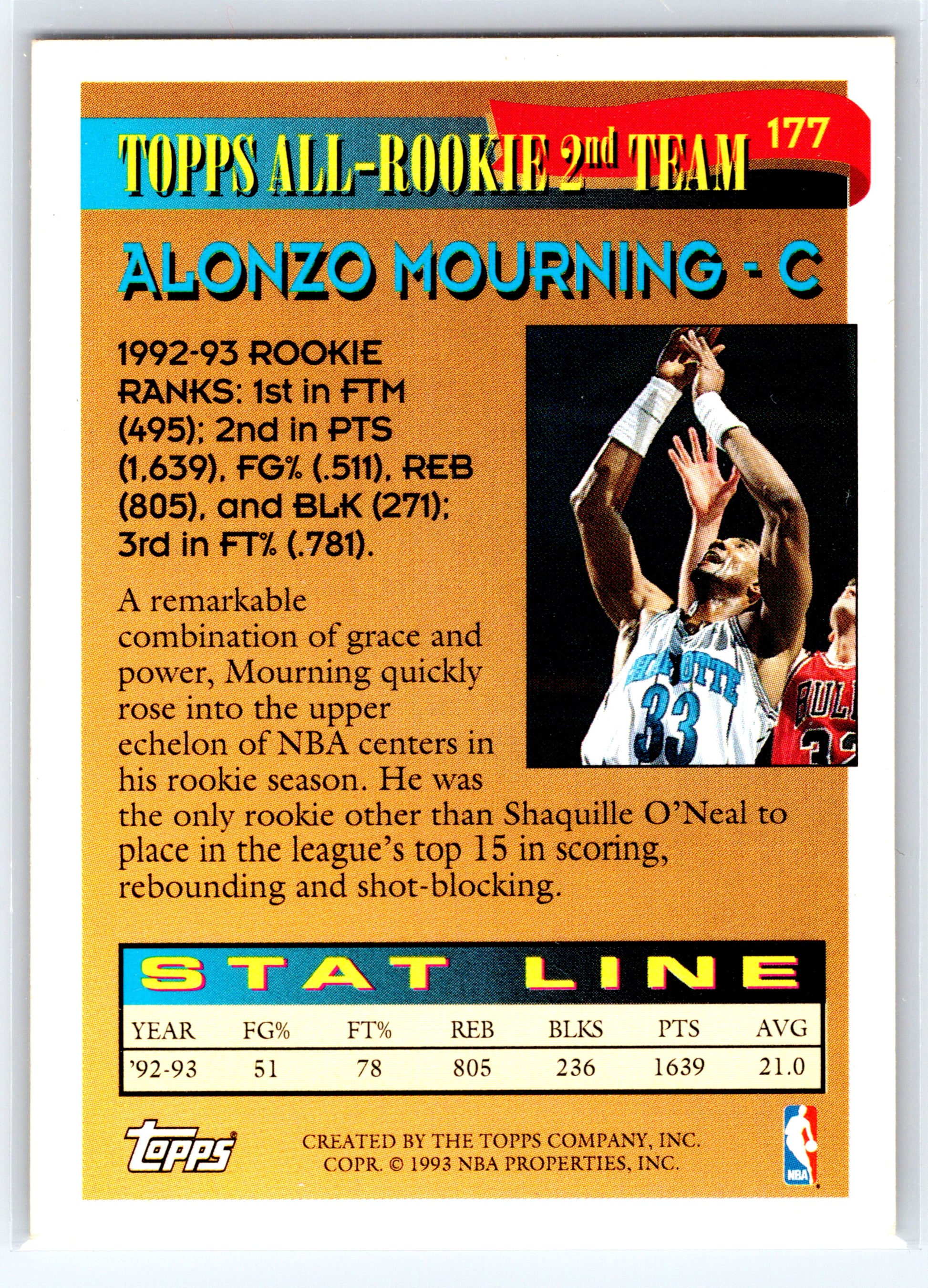 1993-94 Topps #177 Alonzo Mourning