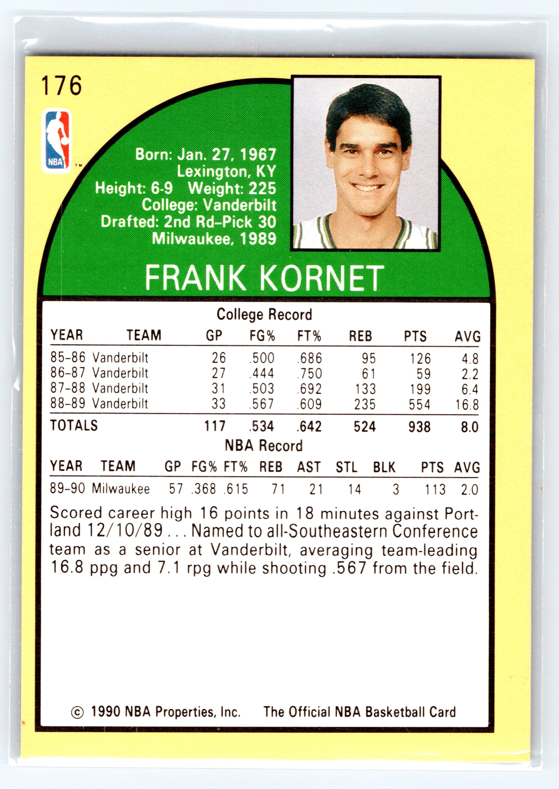 1990-91 Hoops #176 Frank Kornet