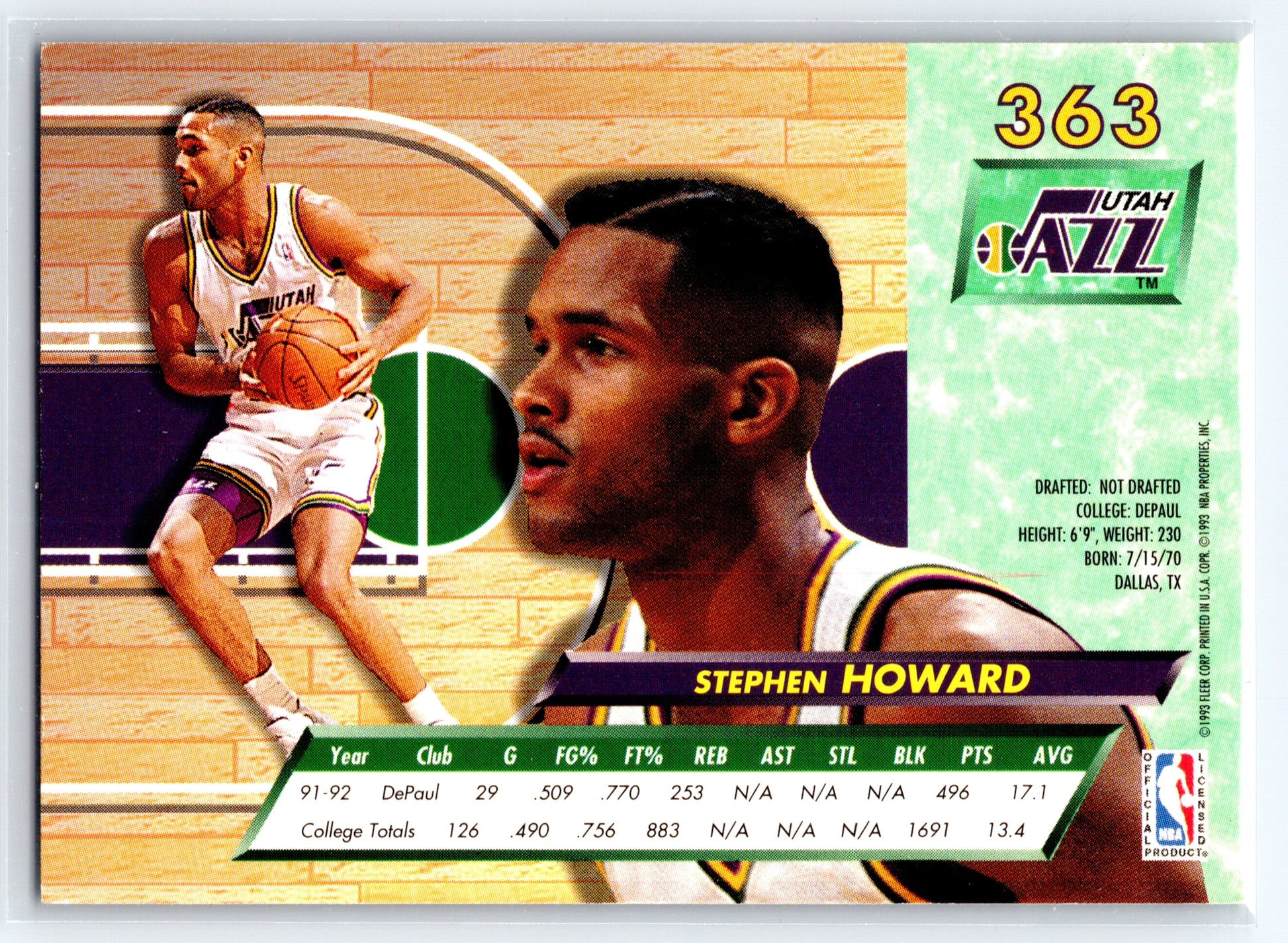 1992-93 Ultra #363 Stephen Howard
