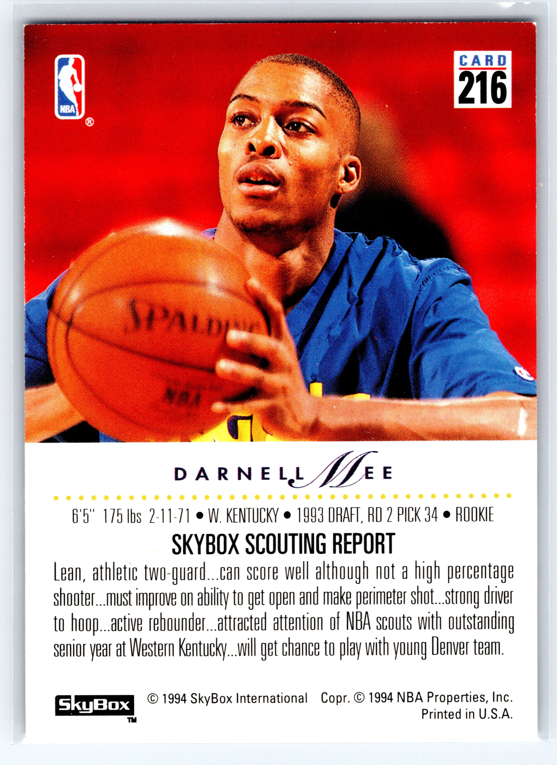 1993-94 SkyBox Premium #216 Darnell Mee