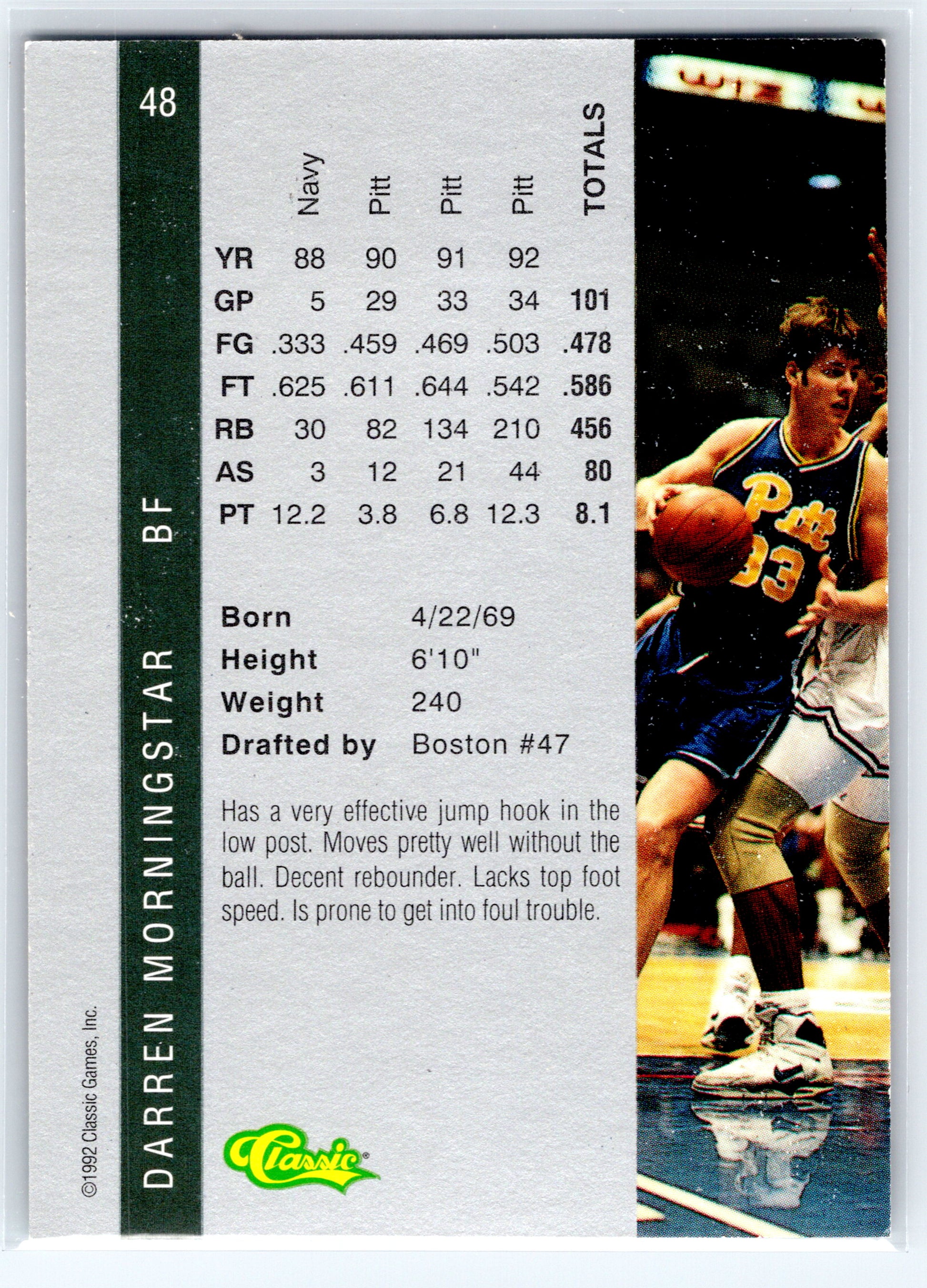 1992 Classic Four Sport #48 Darren Morningstar
