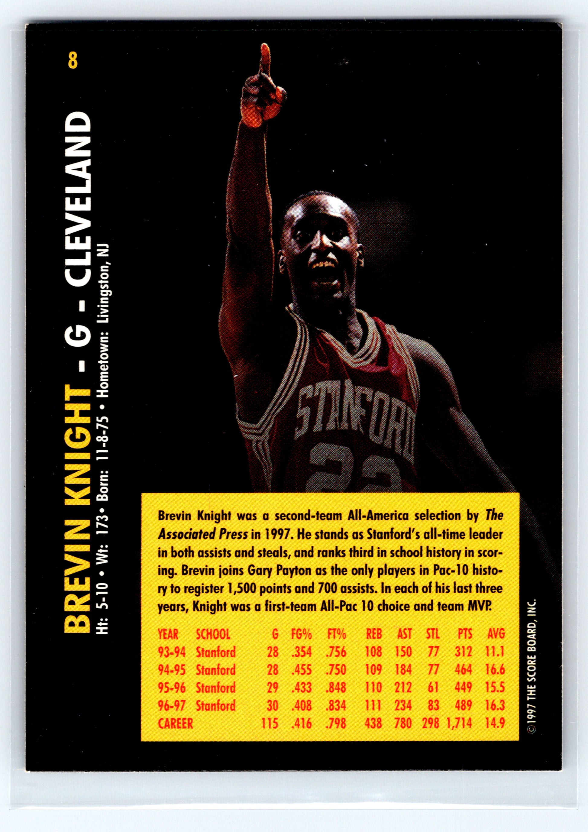 1997 Score Board Rookies #8 Brevin Knight