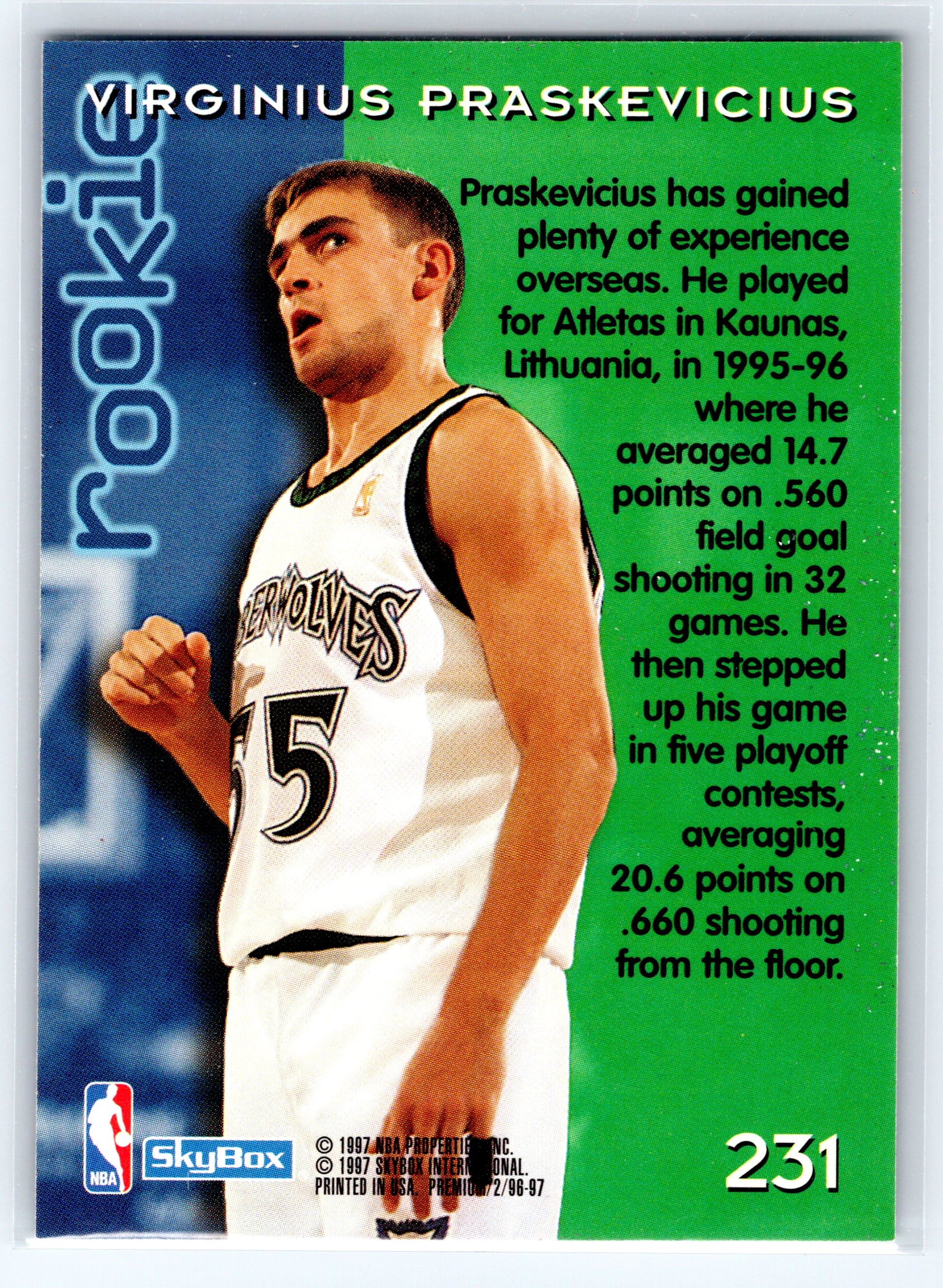 1996-97 SkyBox Premium #231 Virginius Praskevicius