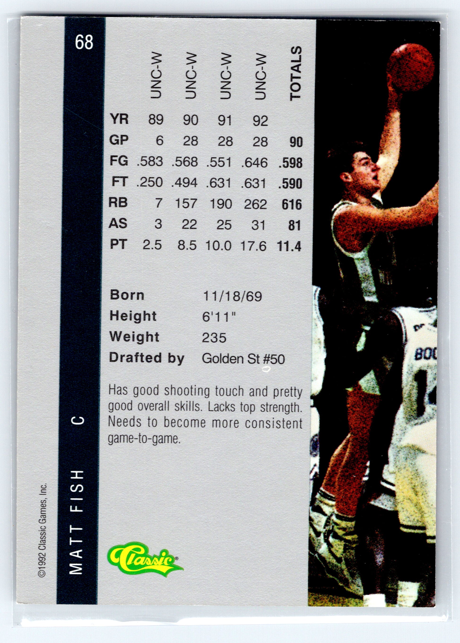1992 Classic Four Sport #68 Matt Fish