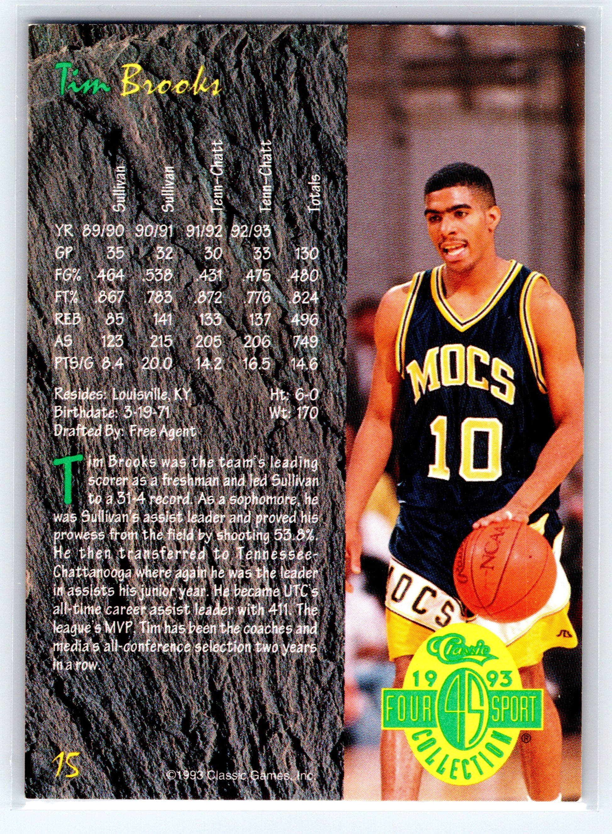 1993 Classic Four Sport #15 Tim Brooks
