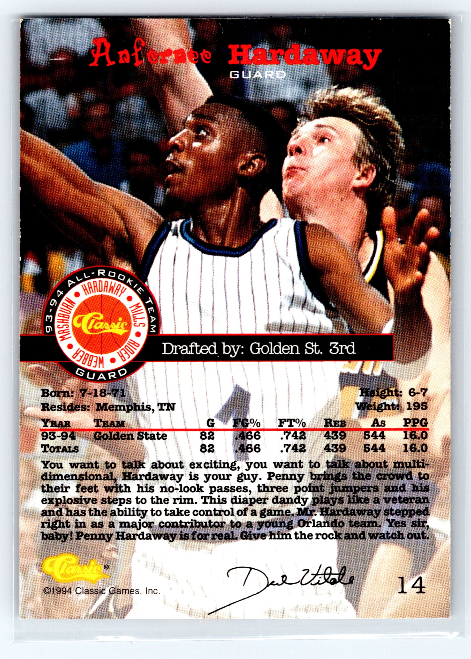 1994 Classic Draft #14 Anfernee Hardaway