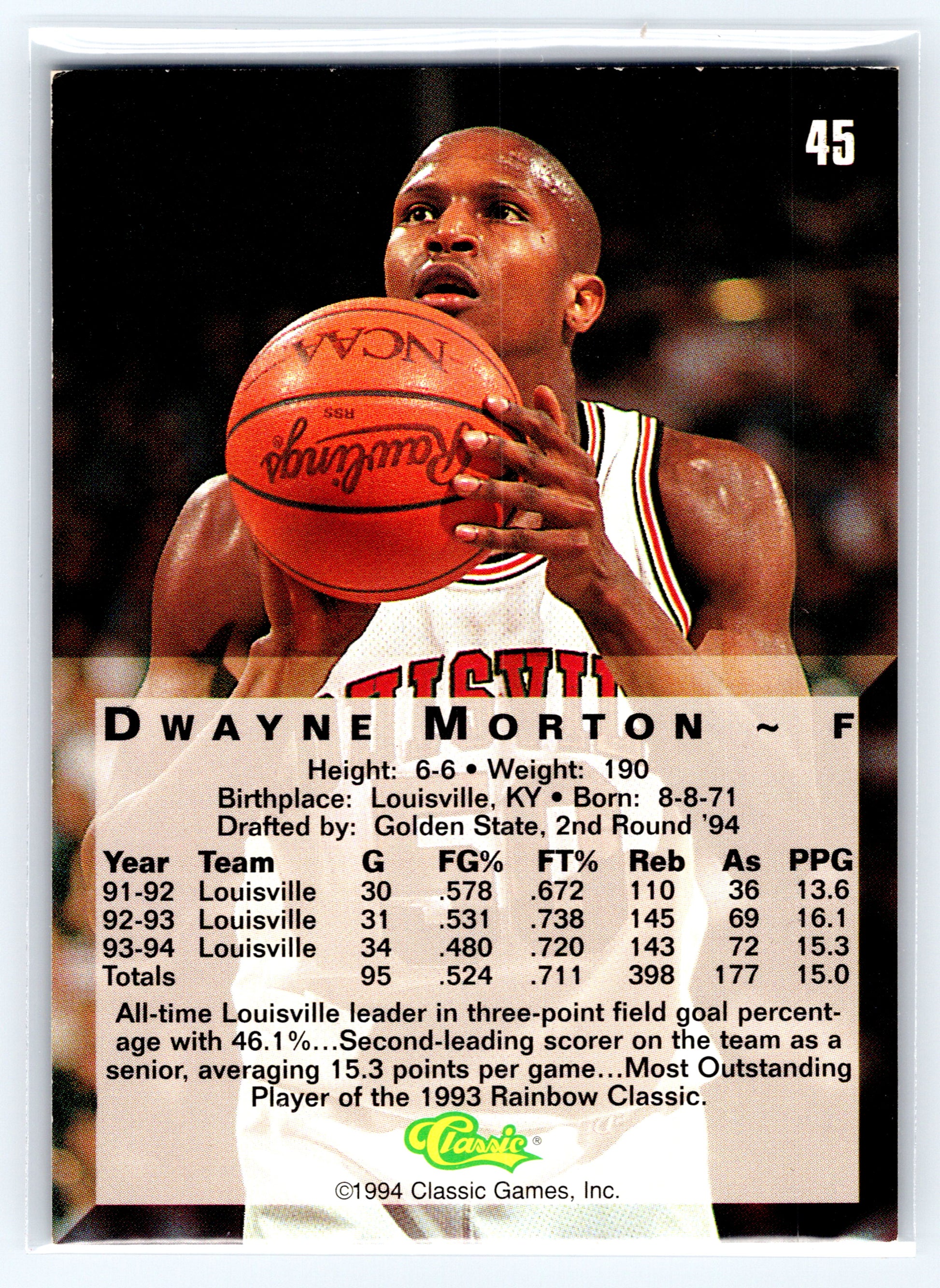 1994 Classic Four Sport #45 Dwayne Morton