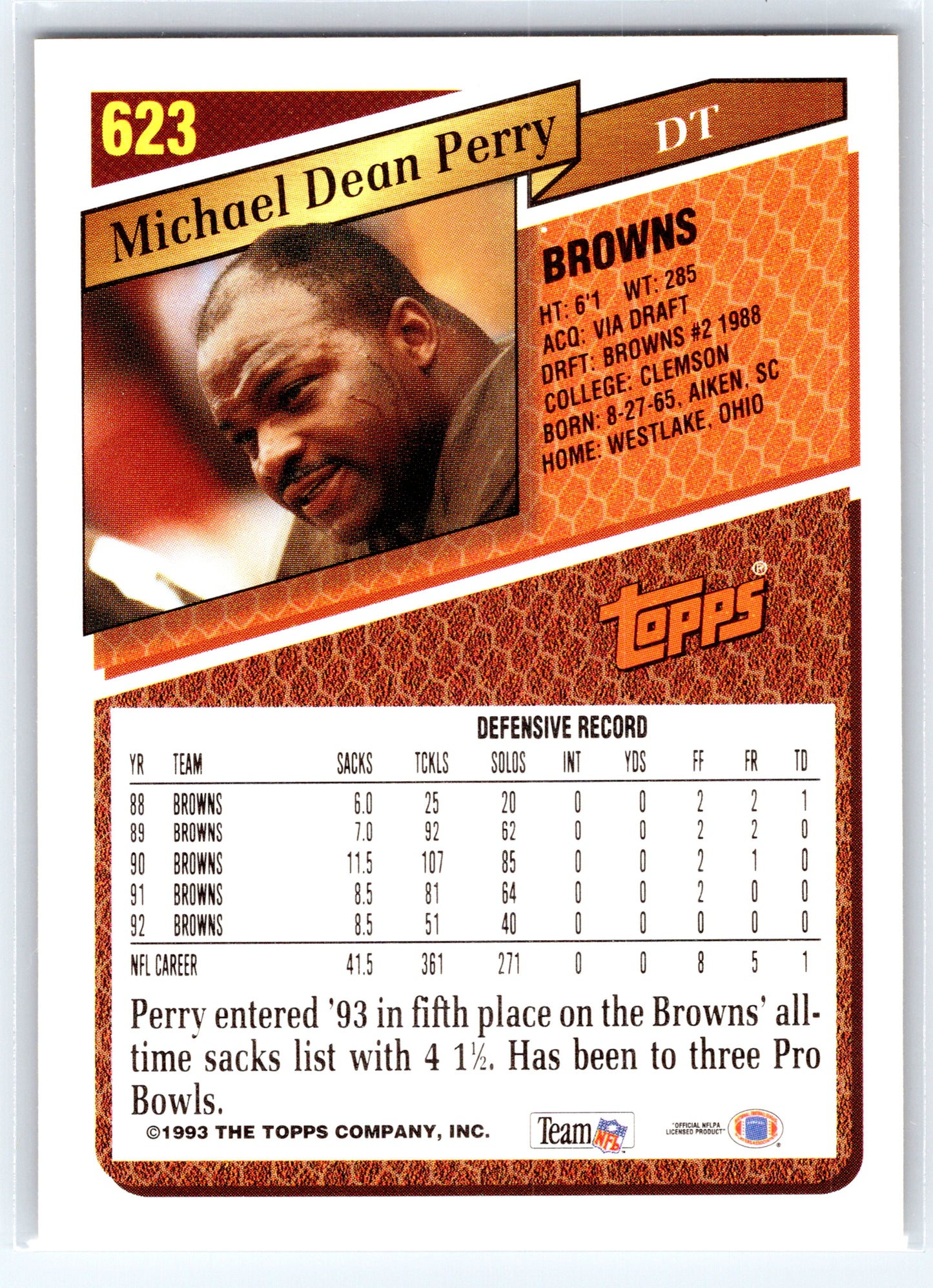 1993 Topps #623 Michael Dean Perry