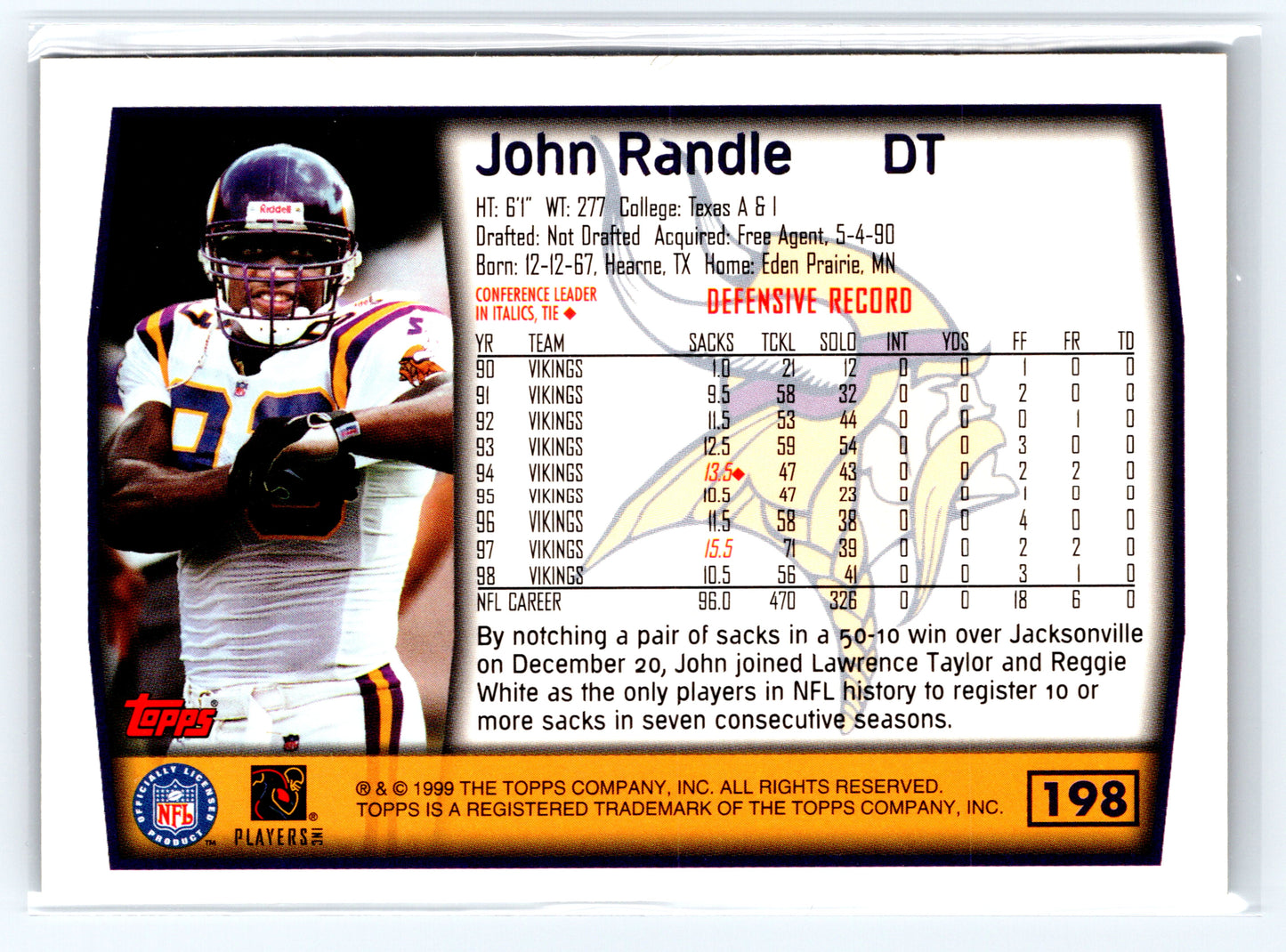 1999 Topps Chrome #118 John Randle Refractors